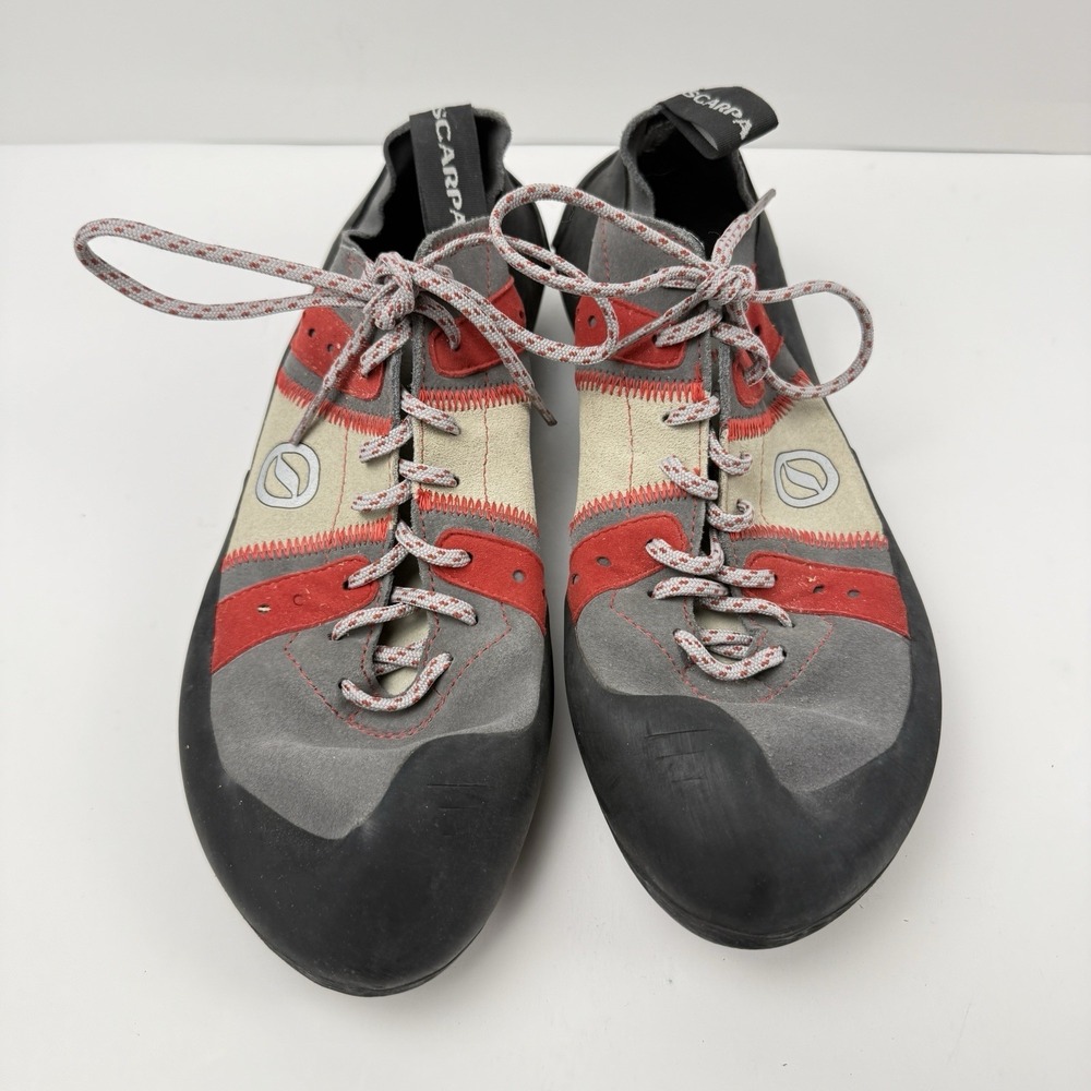 Scarpa Helix Shoes Mens 45.5 US 11 2/3 Rock Climbing Bouldering  Grey Leather - Picture 3 of 13